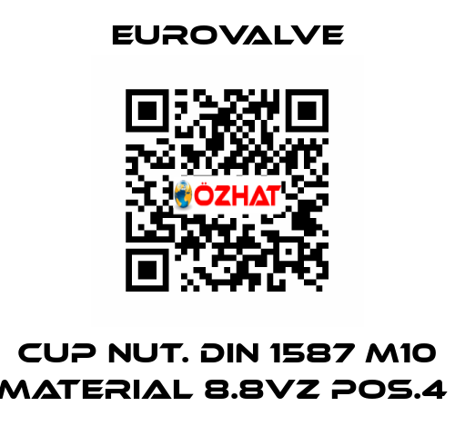 CUP NUT. DIN 1587 M10 MATERIAL 8.8VZ POS.4  Eurovalve