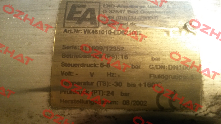 VK461010-ED621002 End Armaturen