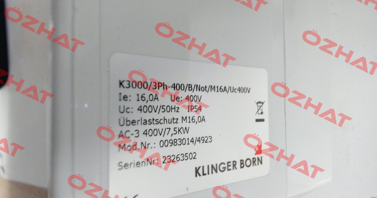 0098.3014 K3000/3Ph-400V/B/Not-Halt/MxA/Uc400V Klinger Born