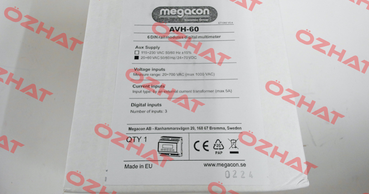596121 / AVH60 24 VDC 50-60Hz Megacon