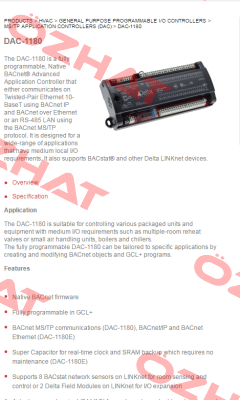 DAC1180  Delta Controls