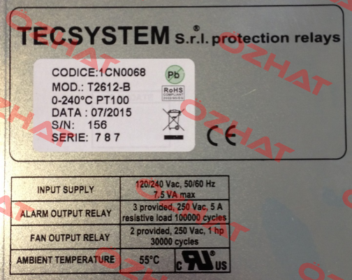P/N: 1CN0068, Type: T2612B Tecsystem