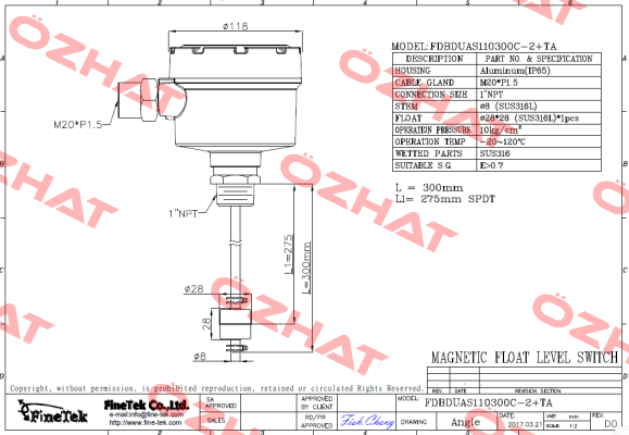 FDBDUAS110300C-2+TA Finetek