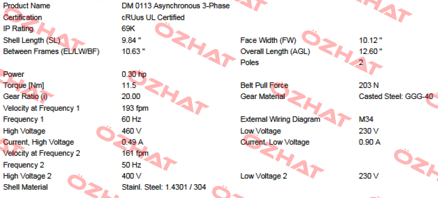MI-DM0113 DM1133-AAC03E0U8FDJ-257mm Interroll
