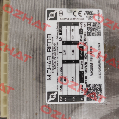 0317/00001999 // RSTN1000UL-CSA 1,0kVA IPXXB Michael Riedel Transformatorenbau