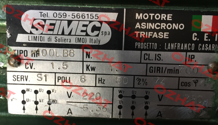 OOL B8 obsolete replaced by HB 100LB 8 230.400-50 B5 Seimec (Rossi)