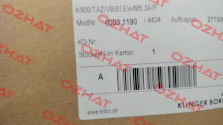 p/n: 0003.1190, Type: K900/TAZ/VB/El.Ein/M5,3A/P Klinger Born