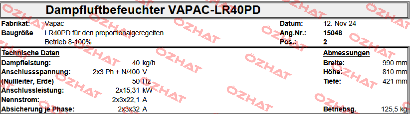 JLR40PD S Vapac