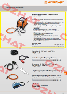 91430/Hydraulische Akkupumpe CP700 (mit Display) - ersetzt 91423 WEITKOWITZ