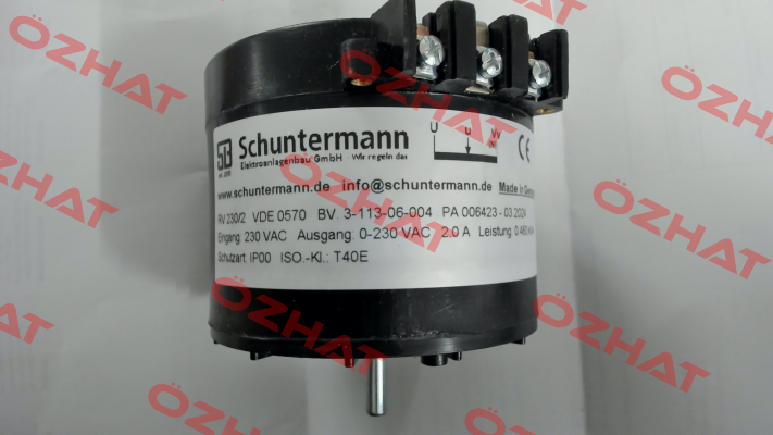 RV 230/2 G060 230/0-230V 2A 3PKT Schuntermann Transformatoren