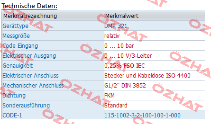 DMP 321 - 115-1002-3-2-100-100-1-000 Bd Sensors