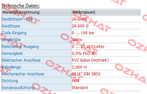 26.600G-1003-R-3-5-TM0-300-1-000 (OEM) Bd Sensors
