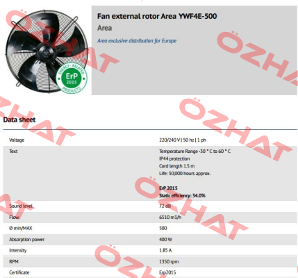 YWF4E-500 (VENT-RE-AXIAL-ASP-D500-4P-1PH AREA   ERP2015)  Weiguang