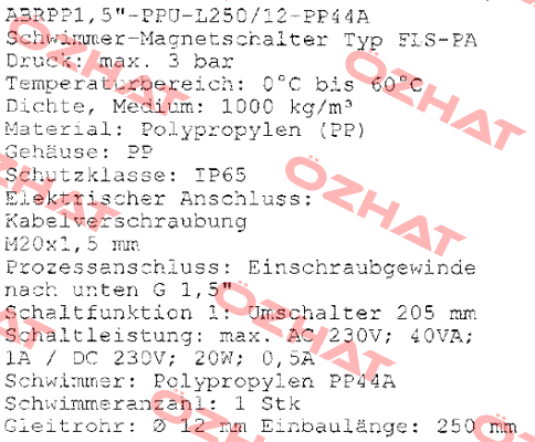 ABRPP1, 5"-PPU-L250/12-PP44A  Kübler