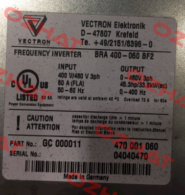 BRA 400-060 BF2  OEM Vectron