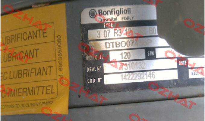 307 R3 120 HZ P160 B0 W0A LO PV Bonfiglioli