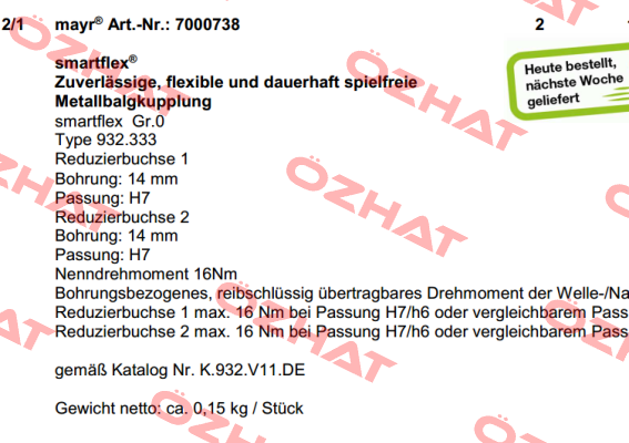 7000738   Mayr