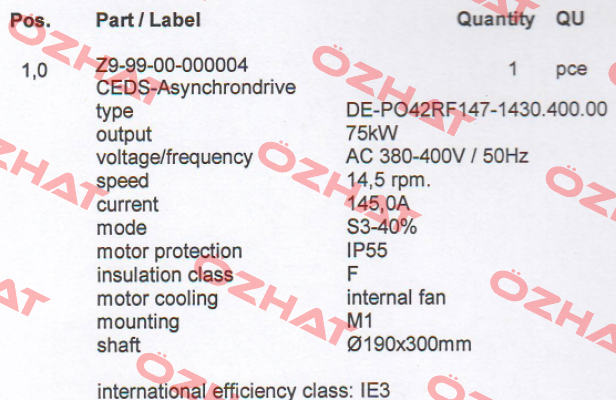 Type DE-PO42RF147-1430.400.00  Ceds Duradrive