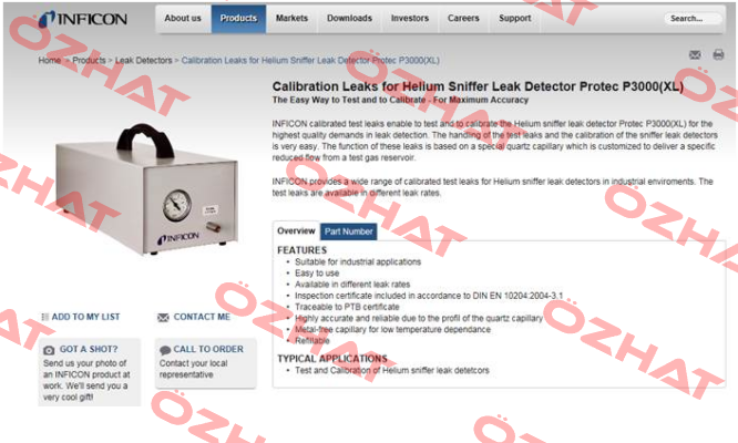 Calibration Leaks for Helium Sniffer Leak Detector Protec P3000(XL) Inficon