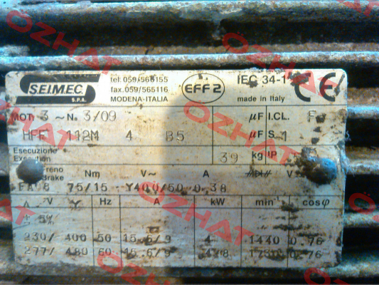 HFF112M4B5, replaced by HBF 112M 4 230.400-50 B5  Seimec (Rossi)