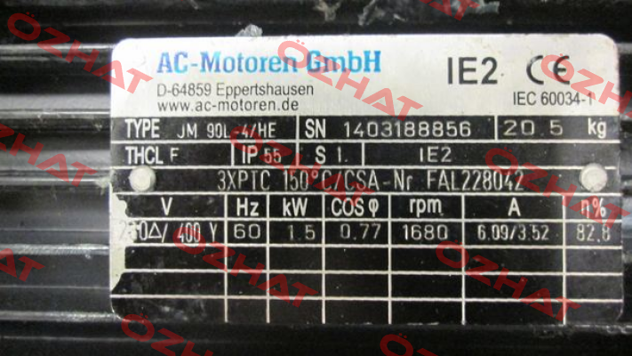 JM 90L-4/HE old code, new code FCA 90 L-4/HE AC Motoren
