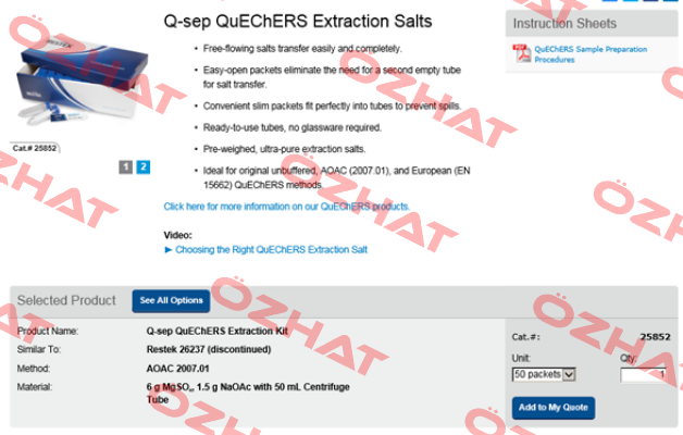 25852 QuEChERS SPE  RESTEK
