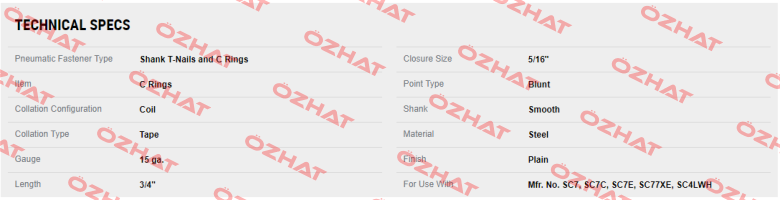 C-Ring 15 GA 3/4  (1 package= 10 000 pcs)  Bostitch