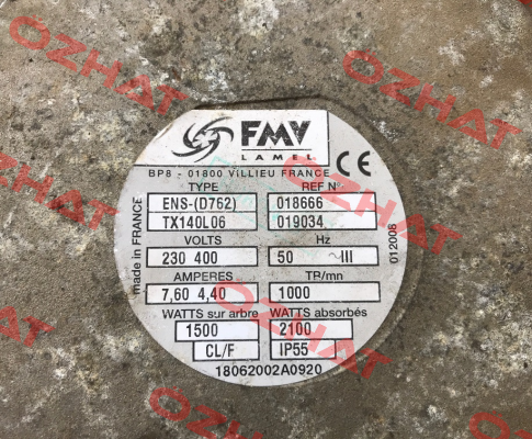 A0762 4PB35 TX140L06  FMV-Lamel (now Ziehl Abegg)