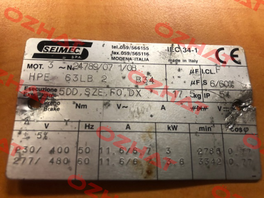 24789/07 1/08 replacement  Cod.RC00009101  Seimec (Rossi)