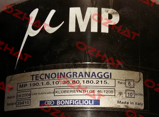 190.1.6.10.38.80.180.215 obsolete, replacement MPG1006L0002 Bonfiglioli