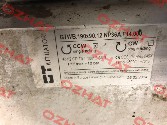GTWB.190x90.12.NP36A.F14.000 GT Attuatori