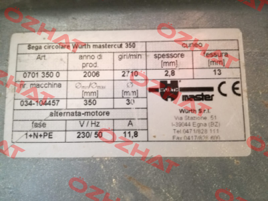 P/N: BDA08110CS, Type: BDA STASTO