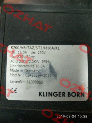 K700/VB/TAZ/ST3/KA3/M16,0A/KL Klinger Born