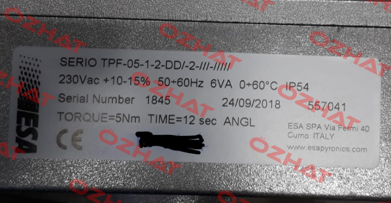 TPF-05-1-2-DD/-2-///-///// ESA Pyronics International