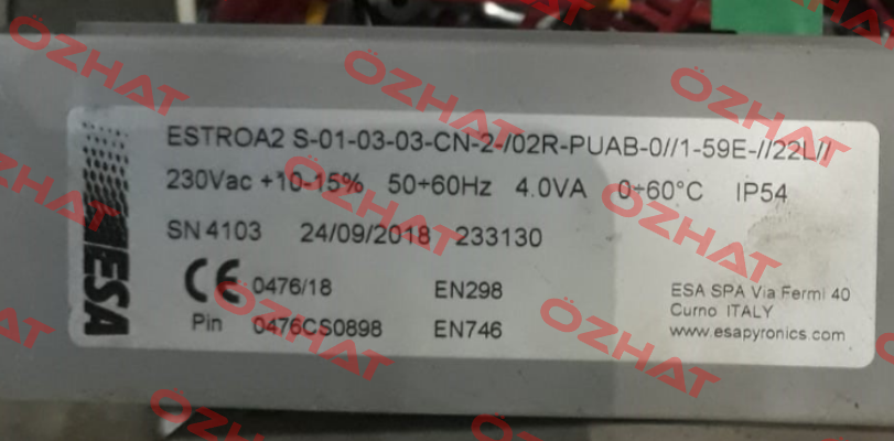 ESTROA2 S-01-03-03-CN-2-/02R-PUAB-0//1-59E-//22L// ESA Pyronics International