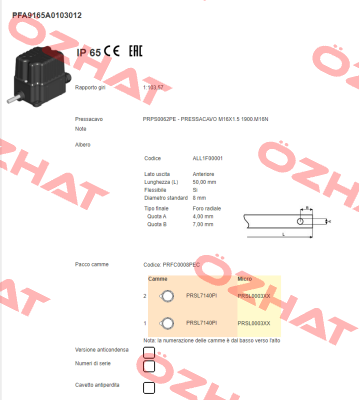 PFA9165A0103012 Ter Tecno Elettrica Ravasi