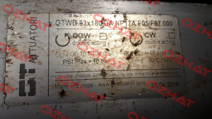 GTWB.83x180.DA.NP17A.F05/F07.000 GT Attuatori