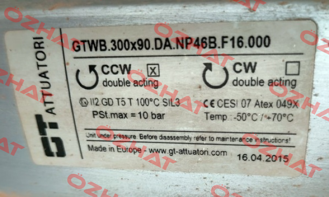 GTWB.300x90.DA.NP46B.F16.000 GT Attuatori