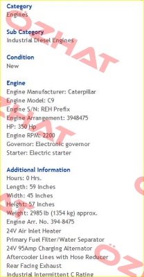 C9 – 350HP  Caterpillar