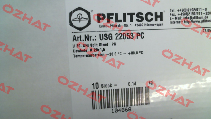 USG 22053 PC (pack x10) PFLITSCH