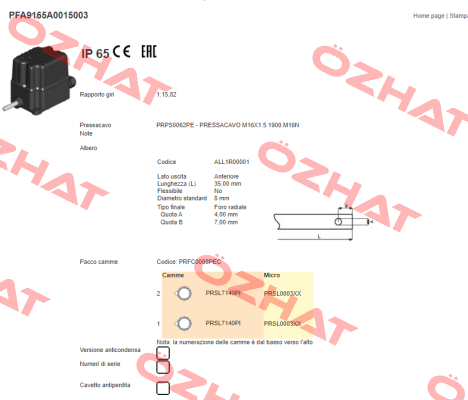 PFA9165A0015003 Ter Tecno Elettrica Ravasi