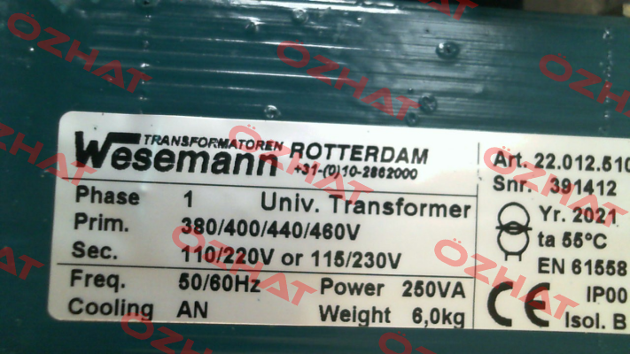 1f. Trafo 380-400-440-460V/110-220-115-230V 250VA univ. Lloyds 55gr Wesemann