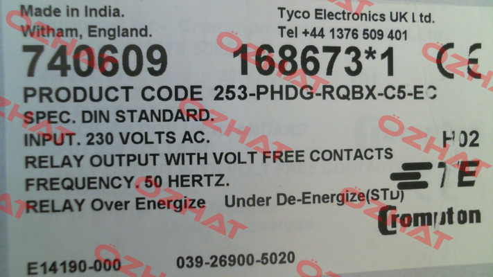253-PHDG - 230V/50Hz CROMPTON INSTRUMENTS (TE Connectivity)