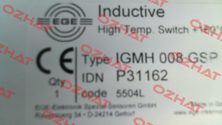 p/n: P31162, Type: IGMH 008 GSP Ege