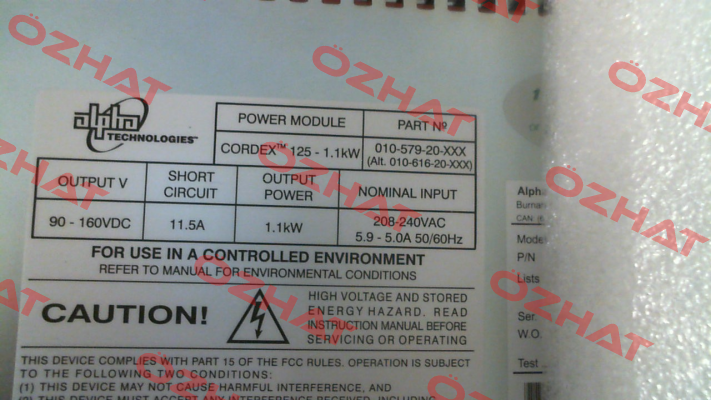 010-579-20-041 \ CXRC 125-1.1kW Alpha Technologies