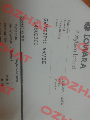 5VM07P15T5RVBE, 104602300  Lowara