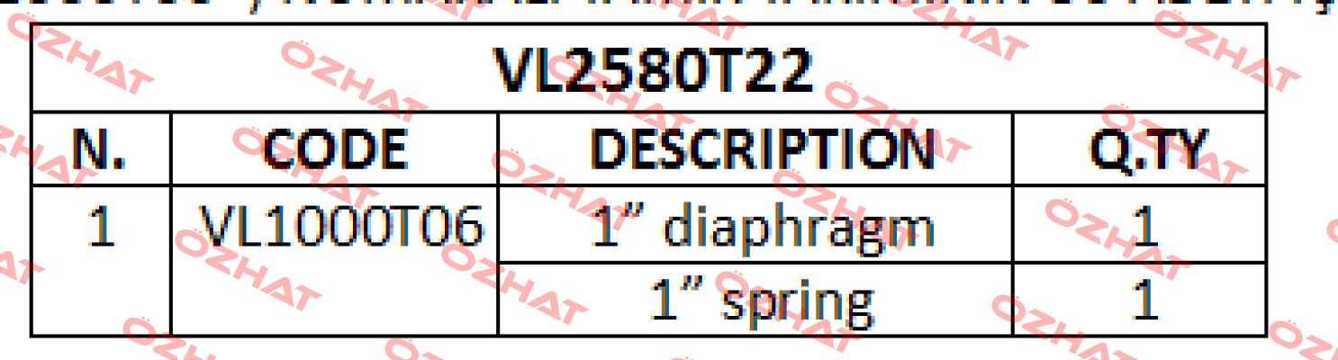 1” diaphragm For VL2580T22  Trimec