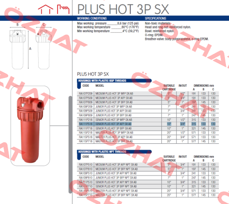 SENIOR PLUS HOT 3P AFP SX10 (RA111P518) Atlas Filtri