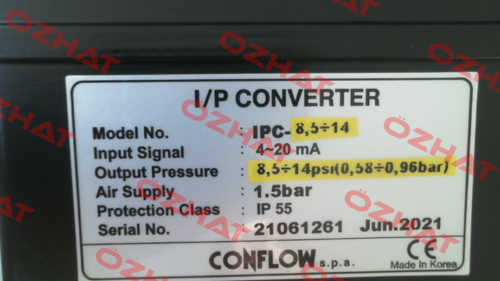 PC converter 0-18 PSI CONFLOW