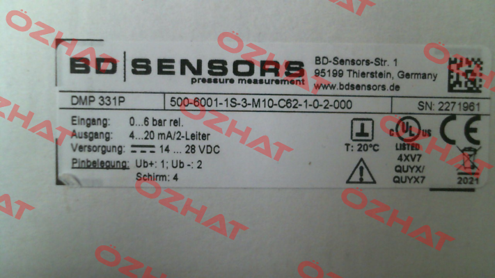 500-6001-1S-3-M10-C62-1-0-2-000 Bd Sensors